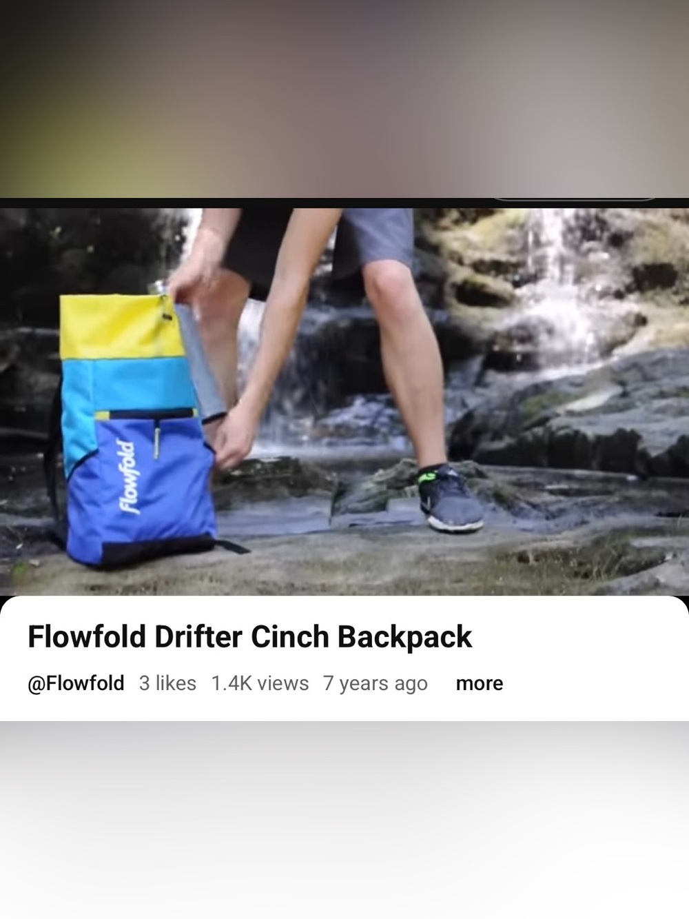 Flowfold Drifter Cinch Backpack Blue Yellow Made in USA Lightweight 14L Maine
